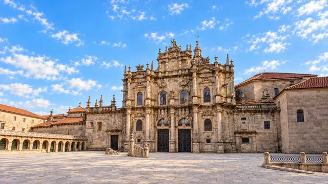 The Azabachería façade, the north door of Santiago de Compostela Cathedral, seen from the square