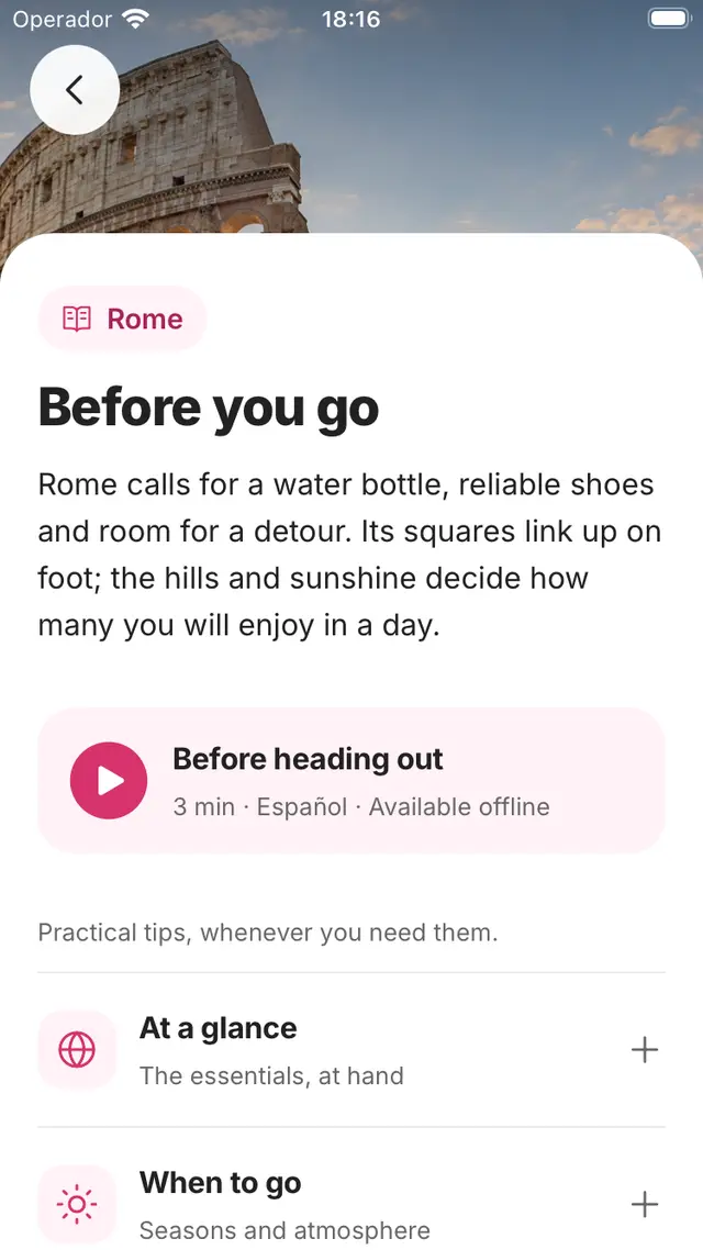 Before you go city guide in the Podtour app